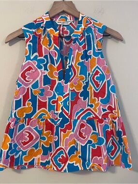 Amanda Uprichard Women’s Rylee Tank Top Size S Sleeveless Floral Geometric Pink